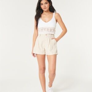 Hollister Tan High Waist Shorts with Relaxed Fit